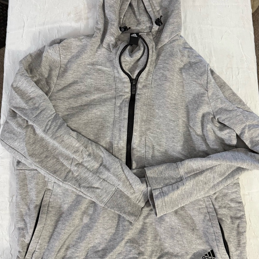 Adidas Light Gray 3/4 Zip Hoodie